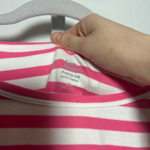 Kim Rogers Perfectly Soft Pink Striped Short Sleeve Top - Picture 5 of 6